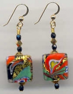"Klimt" 15mm Square Venetian Bead Earrings